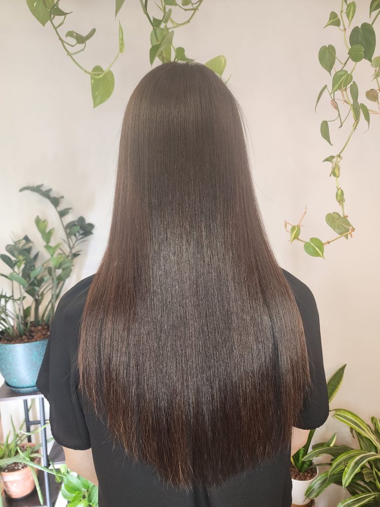 Long, sleek Japanese straightening result